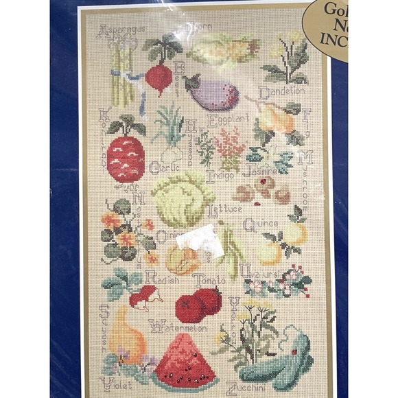 Vtg. BUCILLA Counted Cross Stitch Kit #42613 VEGETABLE SAMPLER Vtg. 2000 - Picture 2 of 2